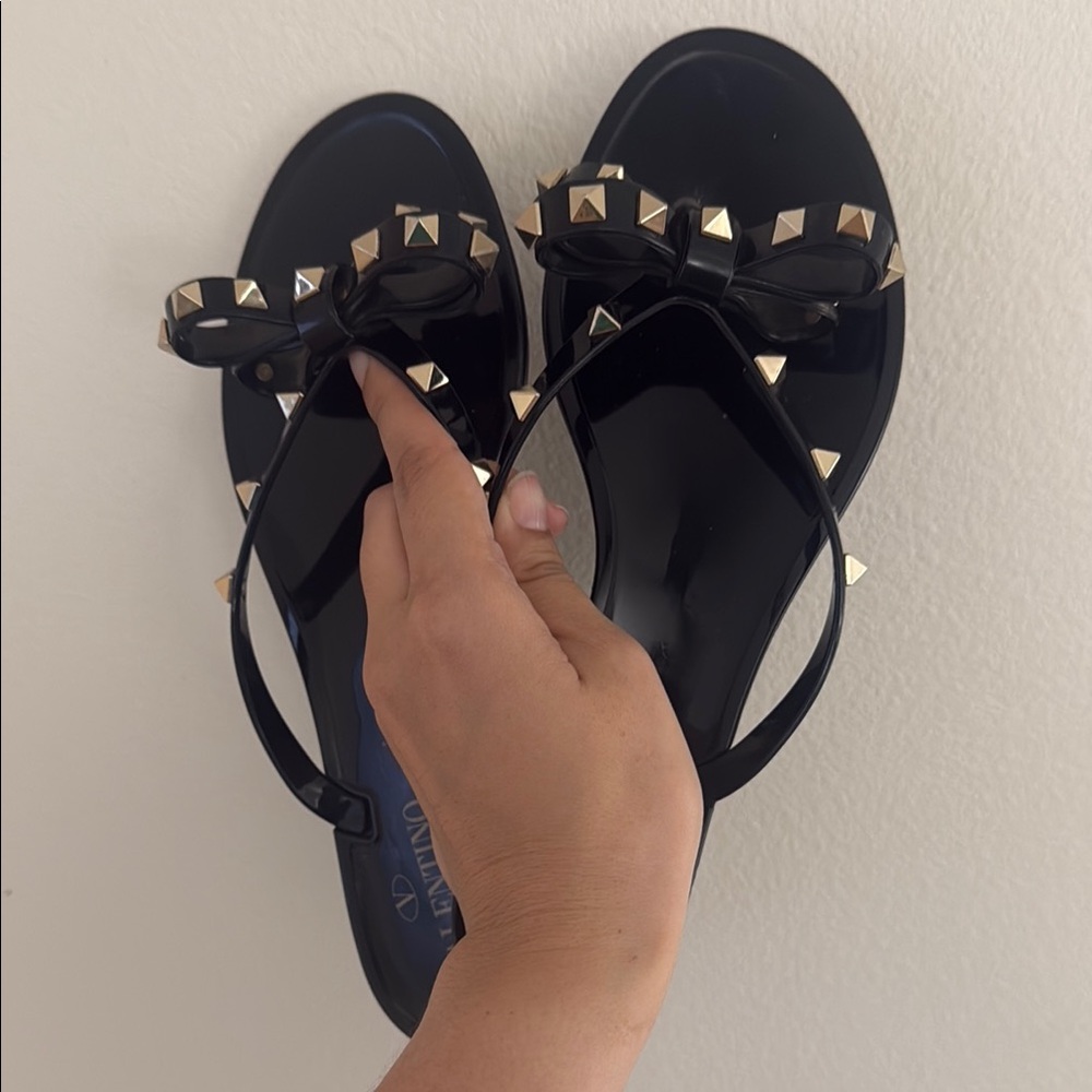 Valentino Black and Gold Sandals